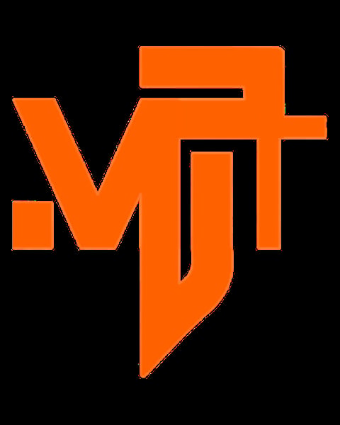 Orange stylized WJOT logo with geometric letterforms on black background